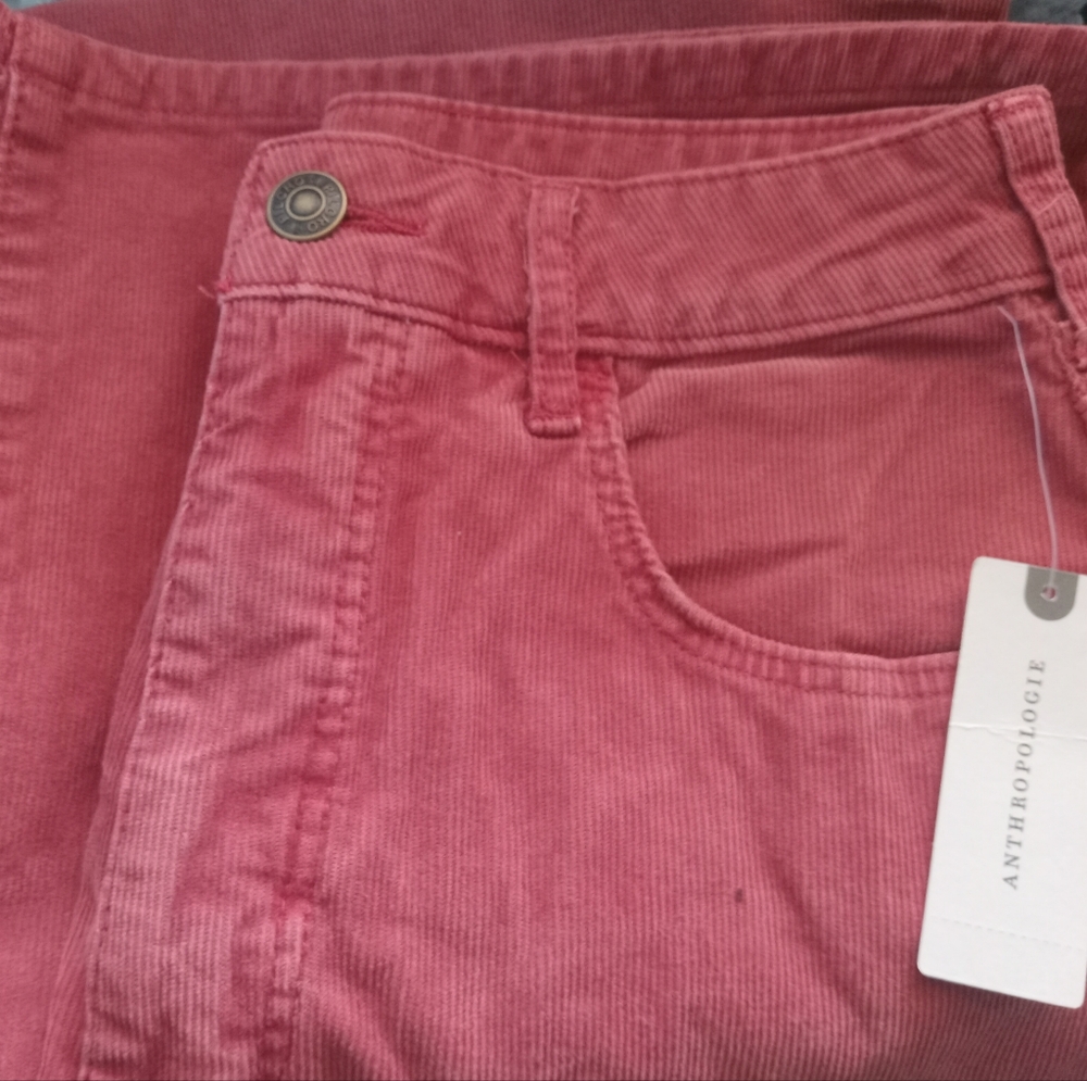 Anthropologie Pilcro The Annie Wide-Leg Corduroy Jeans Cords Cocoa Pink 28 NWT - Picture 3 of 4